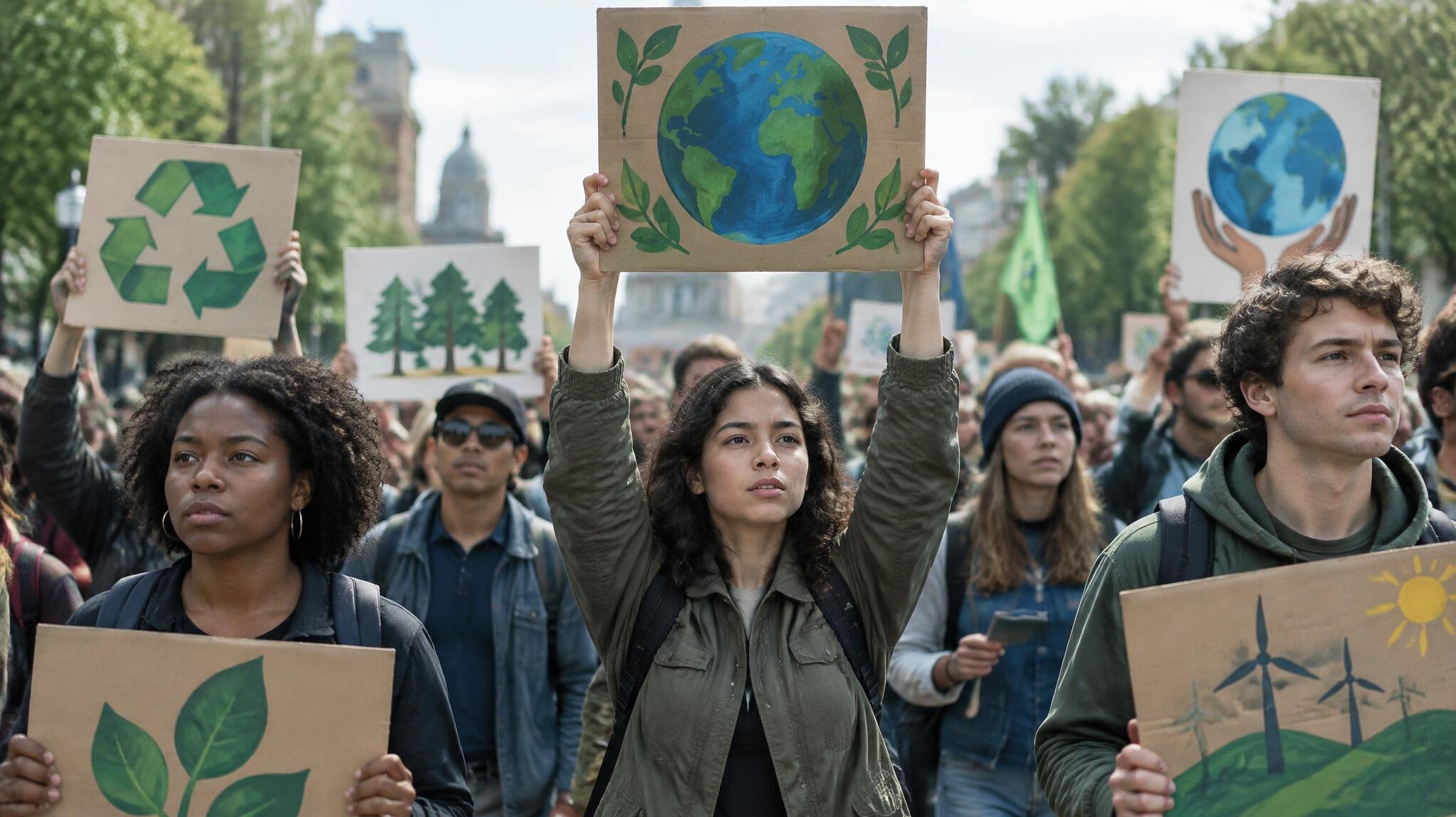 protesters holding signs