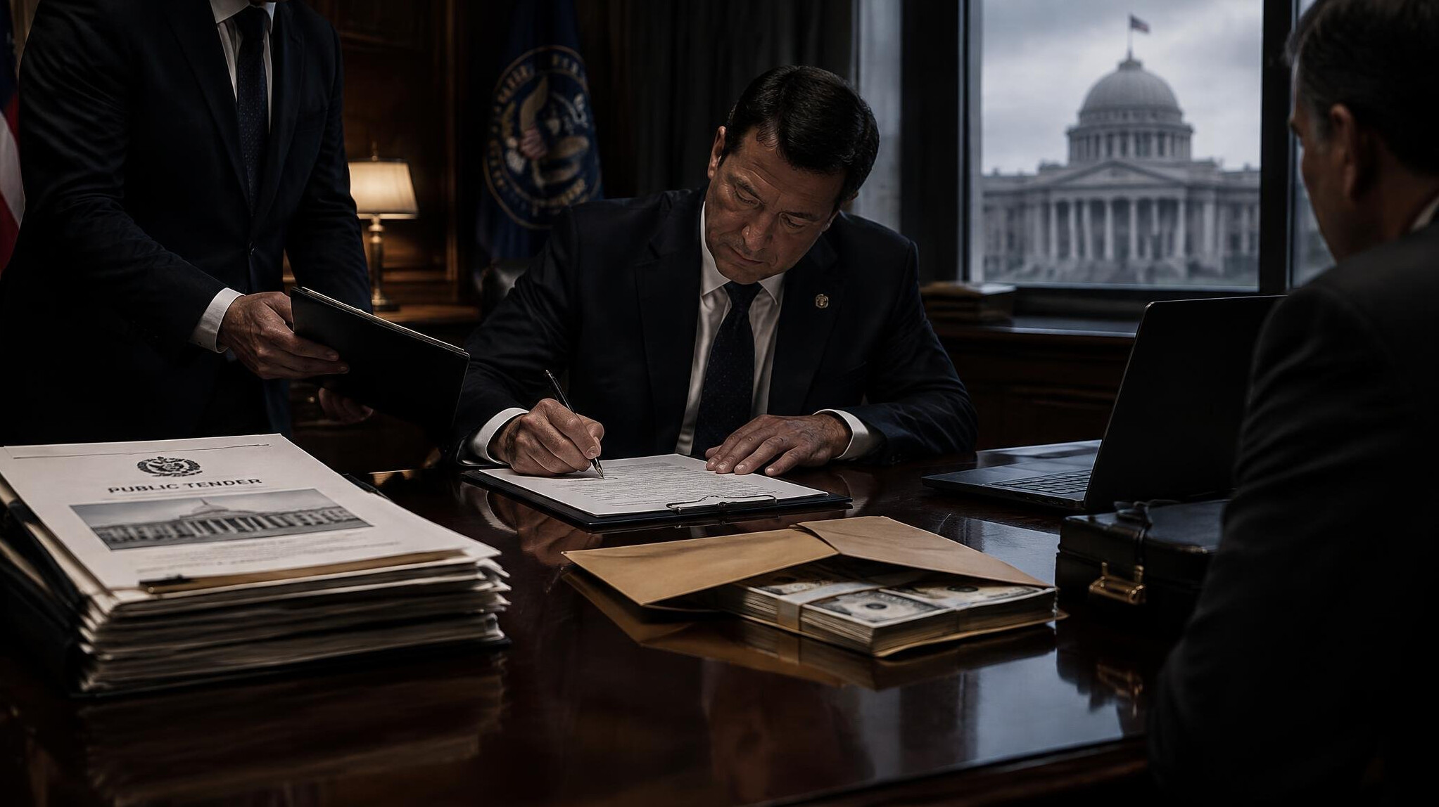 government official signing contract