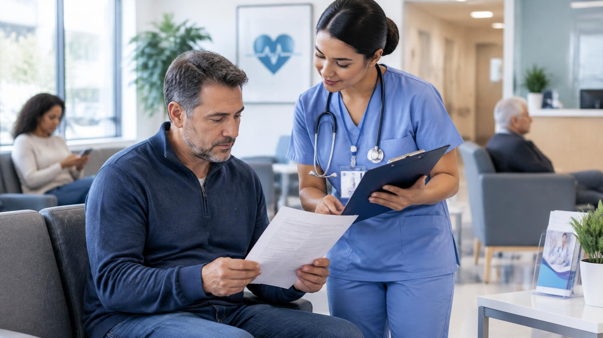 patient reviewing documents