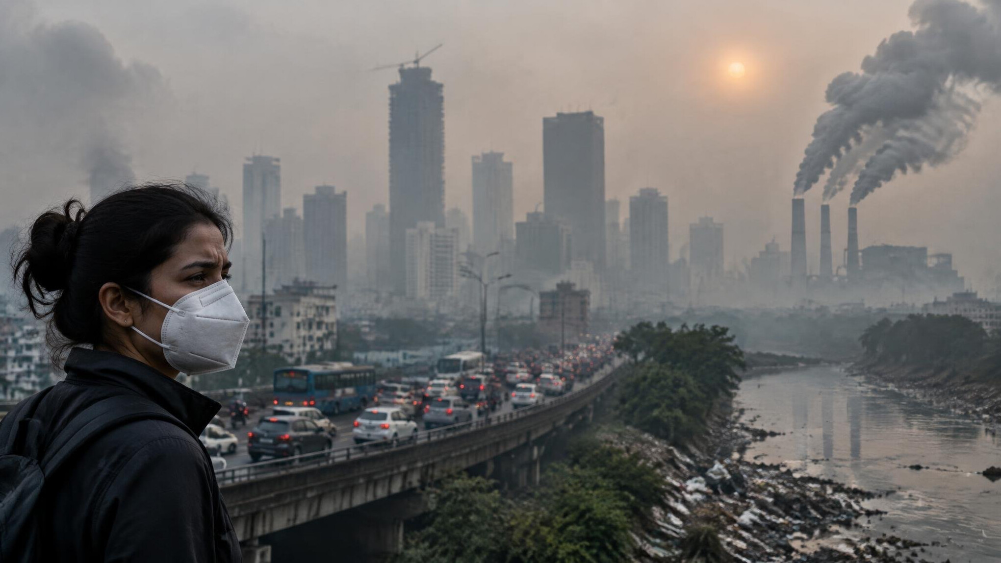 polluted urban environment